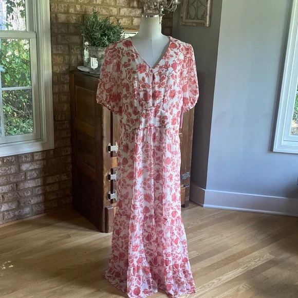 Aqua | Dresses | Aqua Curve Bloomingdales Red Coral Shrot Sleeve Dress 2 X  Plus New | Poshmark